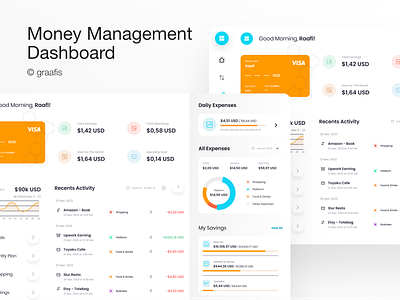 Money Management Dashboard banking crud dashboard e money e wallet finance graphic design icon infographic m banking money savings pocket ui user experience user interface ux visa web design webflow wordpress