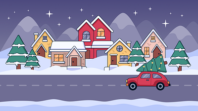 Christmas car animation graphic design illustration