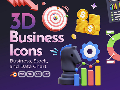 3D Business Icons 3d 3d art 3d modeling branding design graphic design icon illustraion illustration logo ui