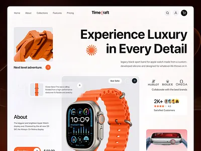 Smart Watch Landing Page UI Design apple apple watch digital watch e commerce e commerce website landing landing page landingpage ui luxury marketplace orbix studio product design product website smartwatch ui ux watch watch landing page web design web ui website design