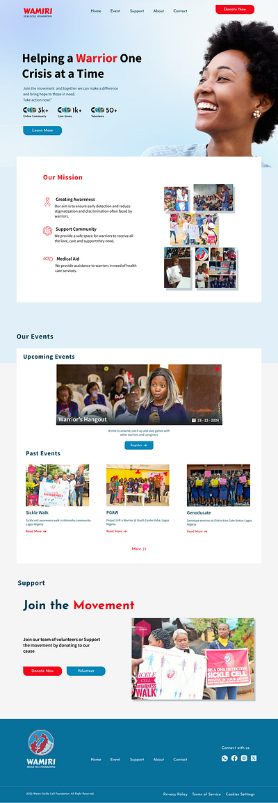 Website Design for a Sickle Cell Foundation. design landingpage sicklecell ui ux website