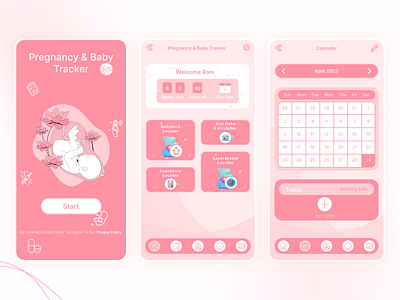 Pregnancy & Baby Tracker baby calendar mobile application mother pregnancy tracker ui ui design uiux design