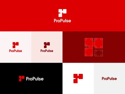 ProPulse Logo a b c d e f g h i j k l m n balance brand logo branding business logo concept geometric idea logo designer logomark logotype modern o p q r s t u v w x y z p lettering professional red color shapes square symbol symmetric