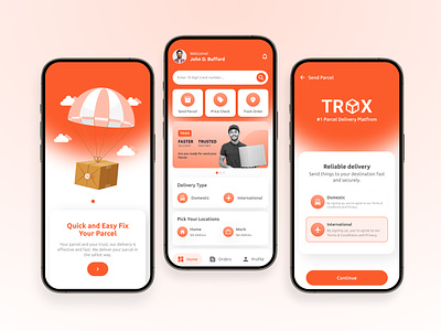 Trox - Logistic Solutions Mobile APp cargo clean creative design creative product design delivery service dhl fedx freight graphic design logistic company logistic website mobile parcel parcel app shipment shipping transportation ui design user interface van