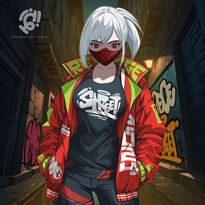 THE STREET GIRL anime art cartoon character comic cyberpunk design graffitti illustration manga streetart urbanstyle