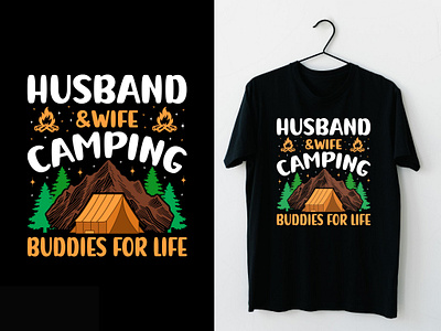 Husband and Wife Camping Buddies For Life Typography T-Shirt adventure t shirt gift best t shirt design branding camp tent design tee camping t shirt custom design graphic design hiking tee design husband and wife camping husband wife camping illustration mountains t shirts outdoors travel tee design unique t shirt design vintage design