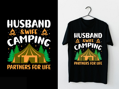 Husband and Wife Camping Partners For Life Typography T-shirt adventure t shirt branding camp tent tee camping camping shirt vector camping tee design custom t shirt design design go camping tee graphic design husband and wife camping illustration mountain nature t shirt design partners camping travel tee gift typography t shirt vintage