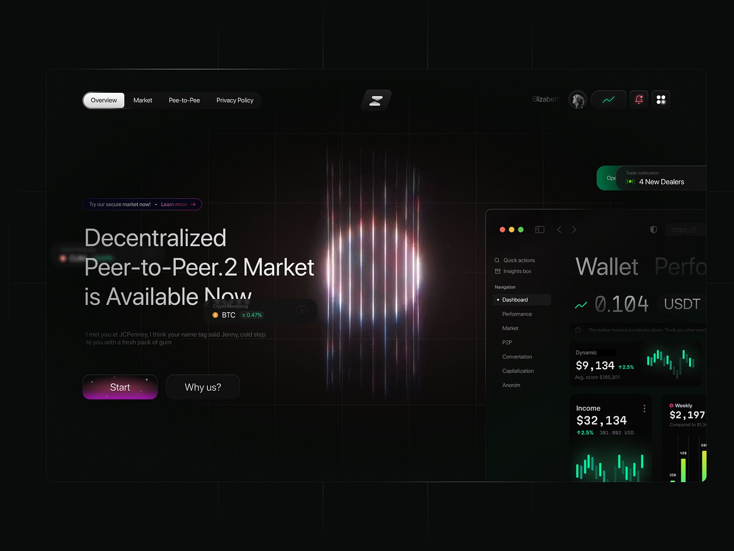 Decentralized Exchange Web Design by Bogdan Falin for QClay on Dribbble