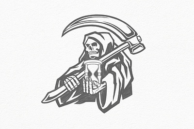 Grim Reaper | Sketch Design branding demon design devil esport esports logo grim grim reaper hourglass illustration logo mascot mascotlogo scythe skeleton sketch skull sport