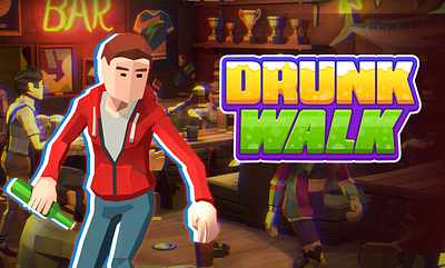 Drunk Walk Game Title branding casual art drunk walk game art game design game logo game title graphics design logo art