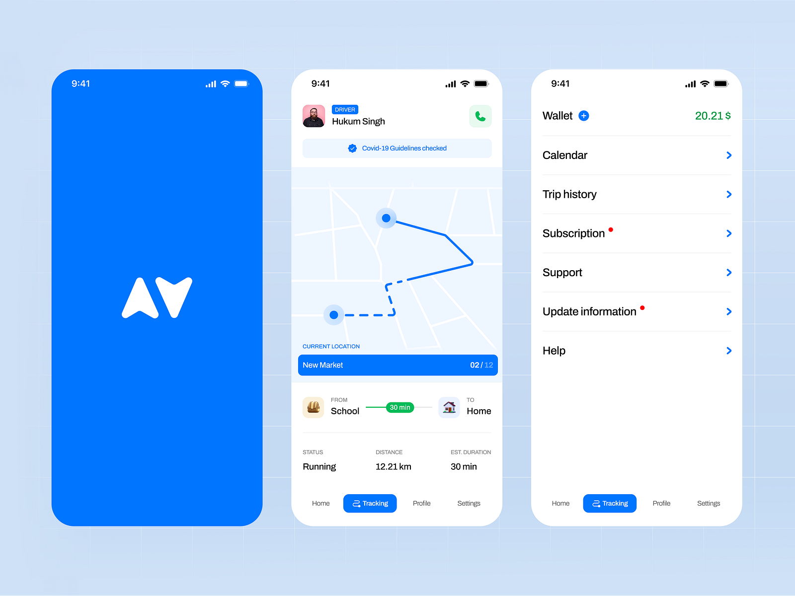 Autista Vans School Van app UI/UX design by Vikrant Dubey on Dribbble