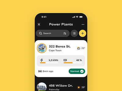 Solar Installations Overview app battery dashboard electricity energy green energy inverter monitoring power plant solar solar installation solar panels status sustainable system ui uiux ux