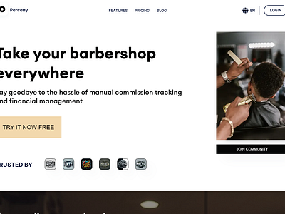 Perceny - Barbershop Management System Web Design barber barber shop barbershop brand design finances finances management system finances system landing page logo design management system ui design ux design web design