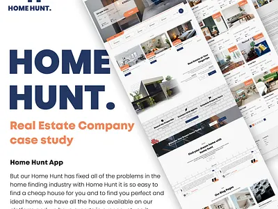 Home Hunt Case Study Design 2024 casestudy design ecommerce webpage figma graphic design home hunt logo real estate ui ui design uiux ux webdesign webpagedesign webui