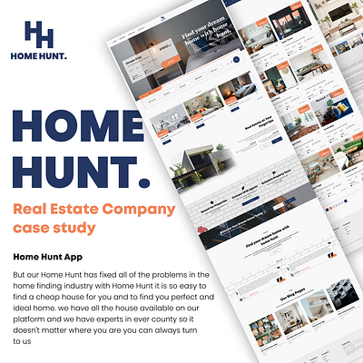 Home Hunt Case Study Design 2024 casestudy design ecommerce webpage figma graphic design home hunt logo real estate ui ui design uiux ux webdesign webpagedesign webui