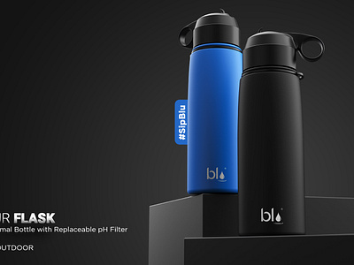 Blu SS Thermal Bottle | 3D Design For Amazon Landing Page 3d 3d modeling amazon page bottle branding graphic design landing page marketing motion graphics product modeling water flask