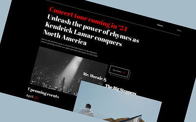 Kendrick Lamar Concert Tour Website 3d animation app branding design figma graphic design icon illustration logo minimal motion graphics typography typogrphy ui ux vector web web design webdesign