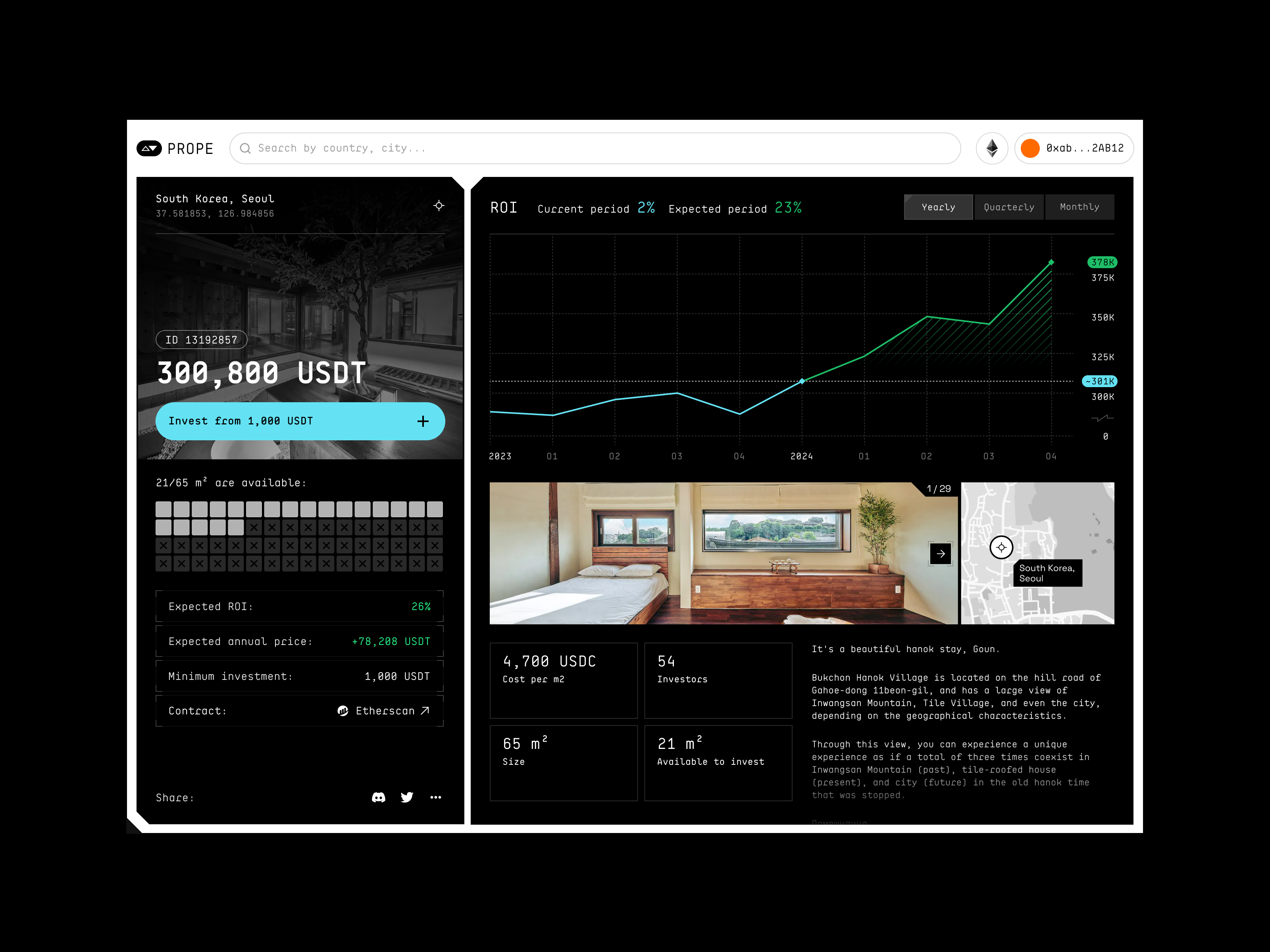 Example of Prope – Crypto meets real estate