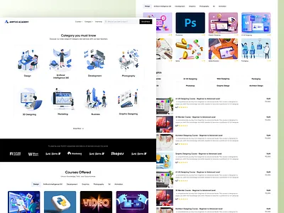 AMPTUS ACADEMY 3d amptus design animation app branding category page computer courses website course detail page courses website deffy designs design graphic design illustration landing page logo motion graphics ui ux vector website