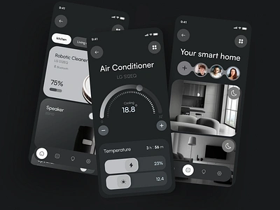 Iot application darkmode figma getsmart home iot iot app iot design modern smart home ui uidesign uiux ux uxdesign