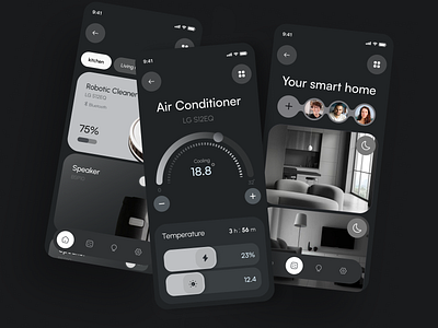 Iot application darkmode figma getsmart home iot iot app iot design modern smart home ui uidesign uiux ux uxdesign