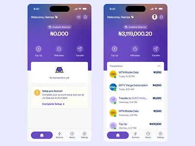 Finance App Homepage (Empty & Filled State) 🤌🏼✨ design fintech product design ui ux