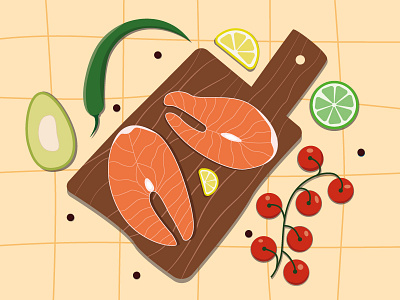 Salmon. Food vector