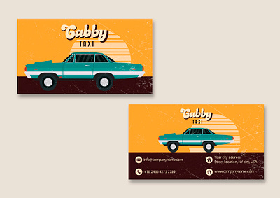 Business card for taxi service in retro style graphic design vector