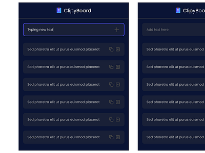 ClipyBoard — Chrome Clip Board Extension Design chrome chrome extension chrome extension ui clipboard dark mode figma simple design ui design