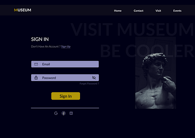 Museum Sign-in Page branding design figma fu graphic design illustration logo museum museum website signin page sing in webpage typography ui ux design visual
