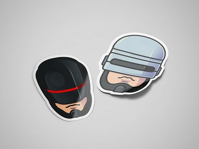 Robocop Stickers 90s branding design detroit face future graphic design hero icon icon set illustration metal police protect robo robocop robot sticker vector weapon