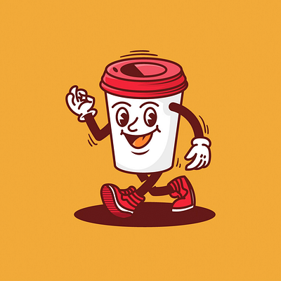 Cupful of joy brand identity brand identity branding cartoon 70s character coffeeshop design logo marketing mascot retro style