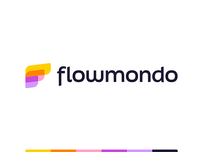 Flowmondo – Logo Design automation branding brandmark bright colorful colors ecom ecommerce flow fun graphic design letter f logo logotype mark mondo overlap overlay rounded