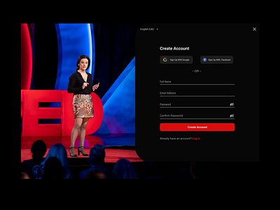 Create Account - TED redesign branding color create account design illustration language logo redesign registration sign in sign up switcher ted ui user ux videos watch web design website