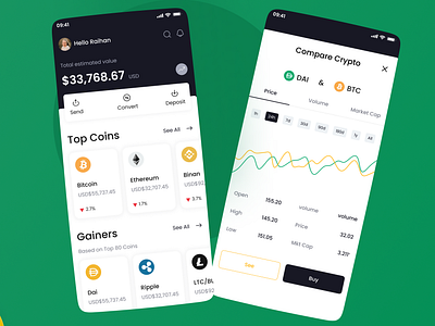 Cryptocurrency app design app app design branding crypto cryptorevolution design futurefinance illustration ui ui ux design user interface design ux ux design