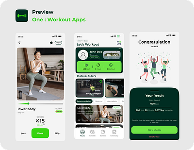 One : Workout app design graphic design illustration landing page ui ux