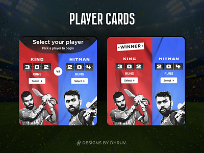 Player Cards appdesign background black card cards challenge cricket elegant figma football fun game gamecards gaming inspiration match minimal playercards sport sports