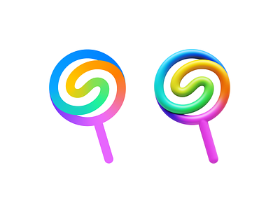 Lollipop Letter S 2D to 3D 3d app icon branding candy colors colourful freelance design graphic design logo mihai dolganiuc design minimal path rainbow startup sweet swirl symbol