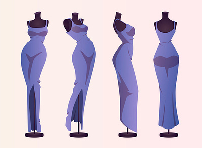Cartoon dress in four angles dressing up animation app illust illustration motion graphics ux vector