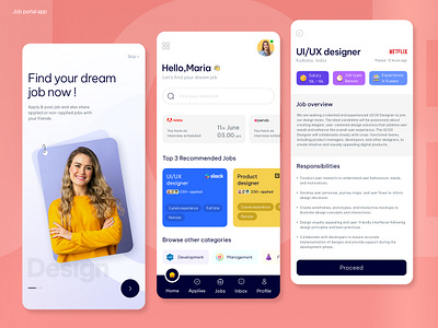 Job portal app app design app ui creative job job app job find job finder app job portal job portal app job search mobile app ui ux