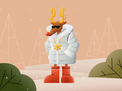 Fashion guru Rudolph animation animento characterdesign christmas cute deer fashion illustration motion graphics red snow