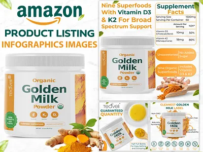 Amazon Listing Infographics || Golden Milk Powder a content adobe illustrator adobe photoshop amazon amazon infographic amazon listing amazon listing images ebc graphic design infographic listing listing design listing images