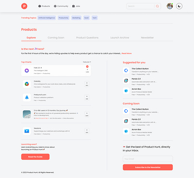 Product Hunt Redesign redesignideas