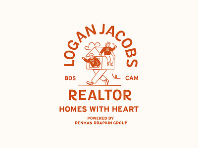 Logan Jacobs Realtor brand identity branding community illustration custom typography estate agent graphic design happyness house illustration illustration logo logo design narrative people illustration realtor story telling team work tshirt design