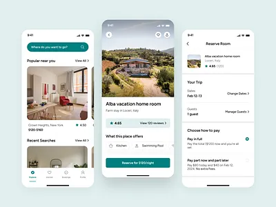 Vacation Room Booking accomodation booking app holiday hotel booking app hotel branding mobile app online hotel booking payment property app real estate renting reservation room tourism travel agency travel app uidesign uiux vacation villa booking