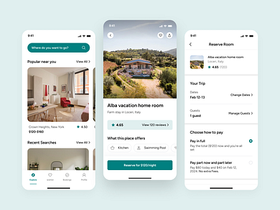 Vacation Room Booking accomodation booking app holiday hotel booking app hotel branding mobile app online hotel booking payment property app real estate renting reservation room tourism travel agency travel app uidesign uiux vacation villa booking