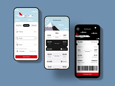 Flight booking mobile app graphic design illustration ui