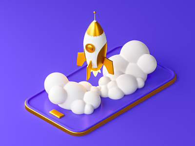 Startup Rocket 3d branding graphic design interface logo phone startup ui ux