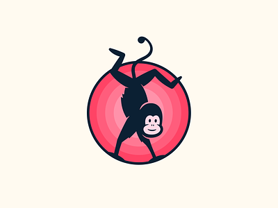Acrobatic Monkey Logo Concept acrobatic ape backflip branding cheerful circus design flip frisky funny graphic design illustrative logo logos marmoset modern monkey playful somersault trick