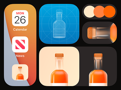 Bottlery Bar iOS App Icon app bar bottle branding clean cool design graphic design icon ios it logo mate matte minimalism mobile modern simple skeuomorphism ui